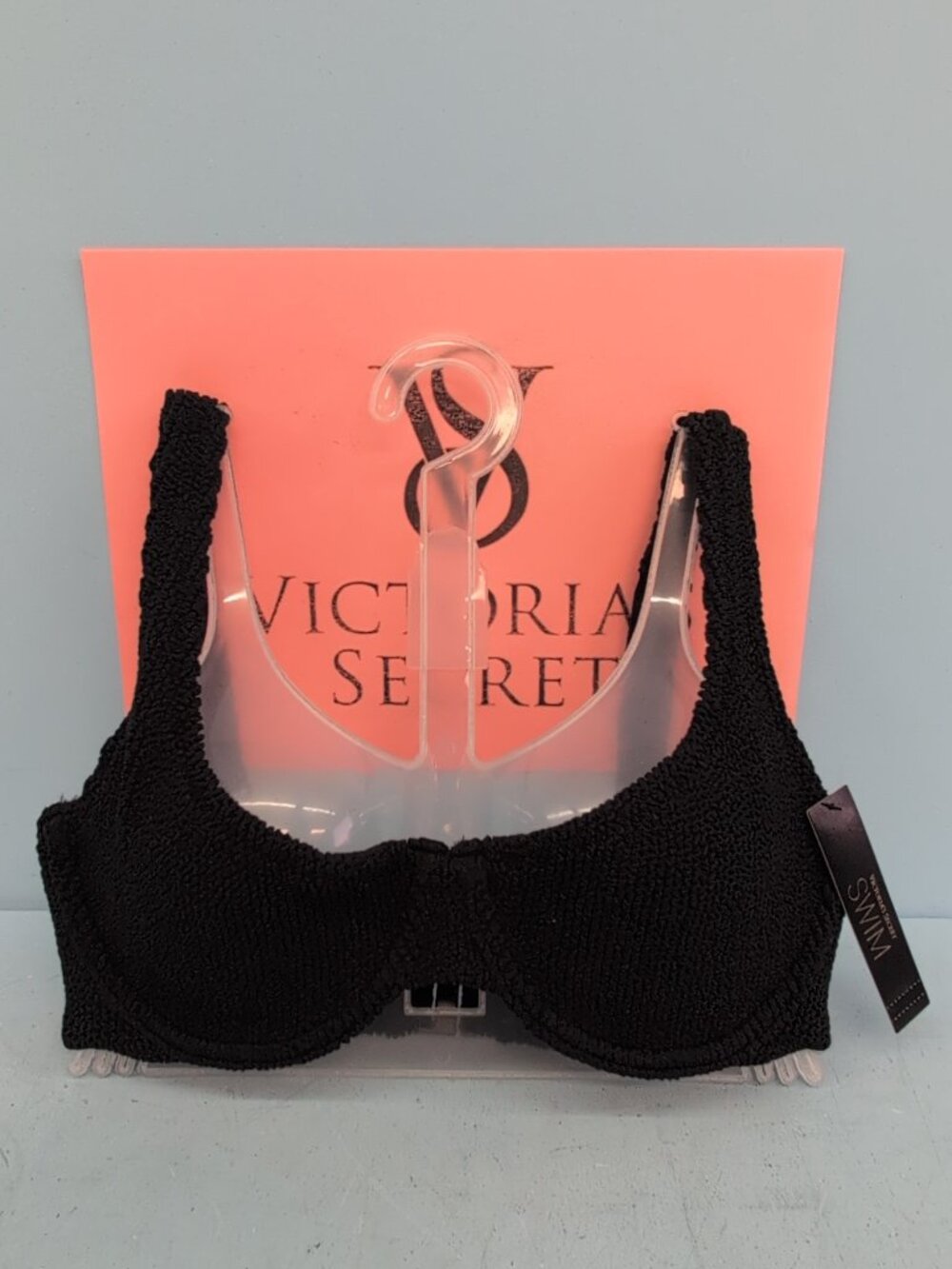 Victoria's Secret Swim Crinkle Scoop Underwire Bikini Top 34C Black